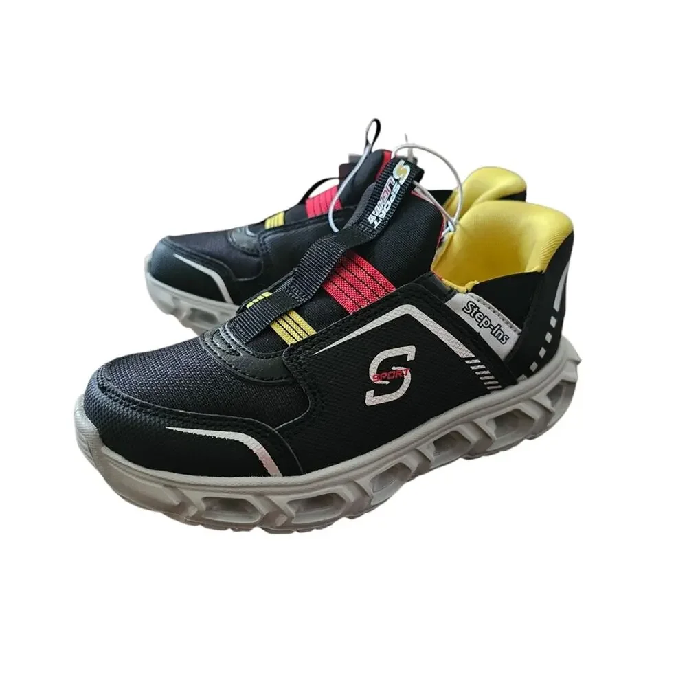 Skechers Kids' Black and Yellow Light-Up Sneakers 12 Toddler
